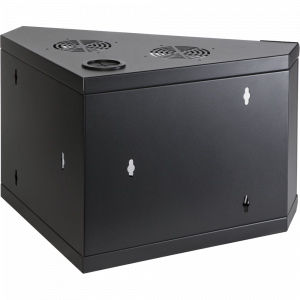 Шкаф настенный угловой глубиной 430мм, стеклянная дверь, черный